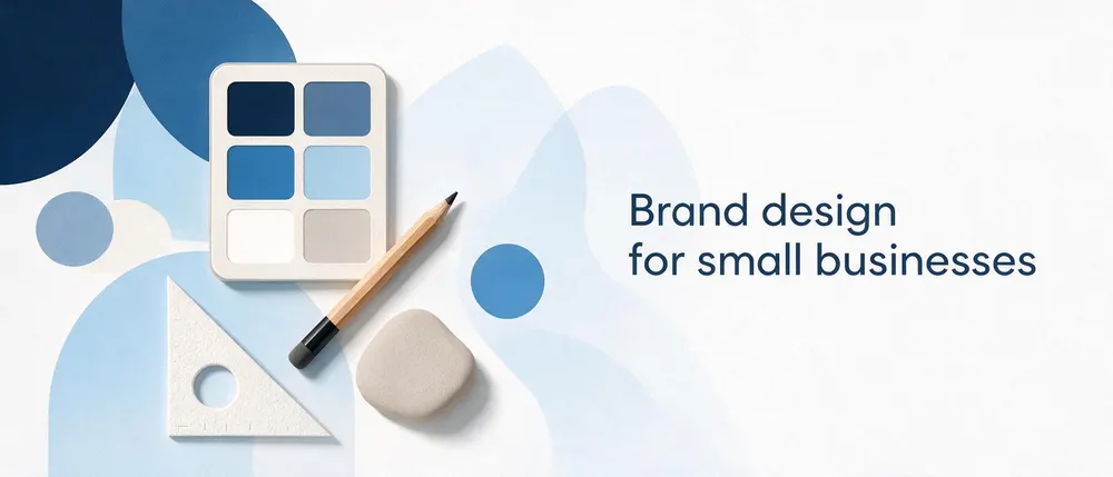 LinkedIn banner for a designer with color swatches and a pencil