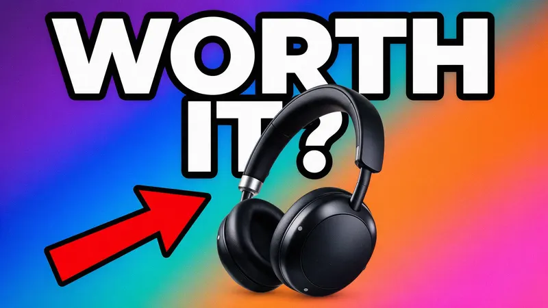 Tech review thumbnail with the title Worth it? and headphones